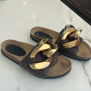 JW Anderson Brown Chain Slide Sandals ⛓️ size 39